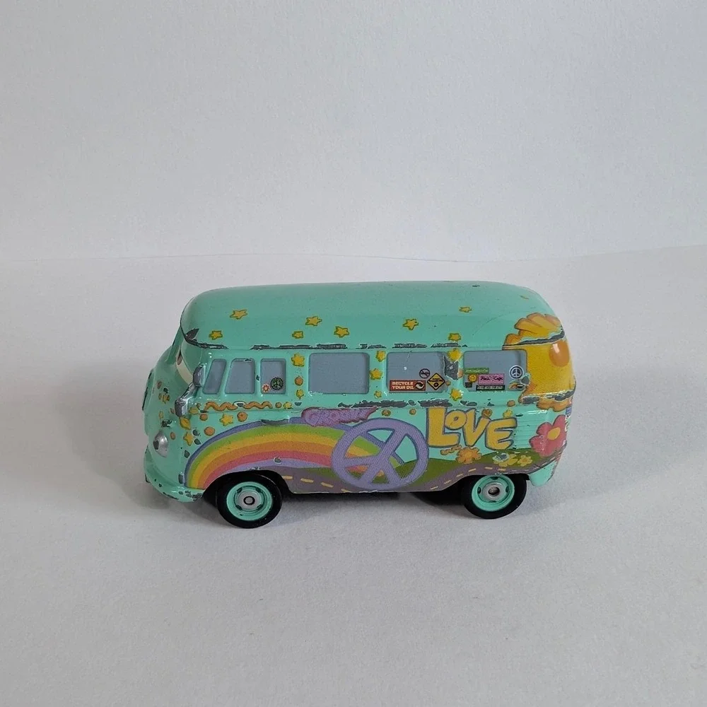 Disney Pixar Cars Fillmore VW Bus Diecast Metal Hippie Van Peace Love 2005